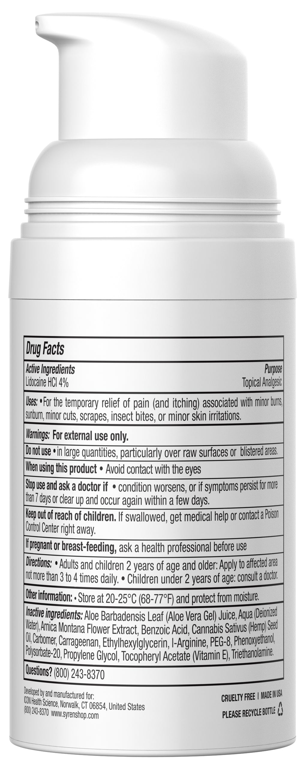 Syren Relief 1 fl oz/30 mL  Gentle Comfort with Lidocaine for Everyday Irritation Relief - Natural & Fragrance-Free Solution for Sensitive Areas