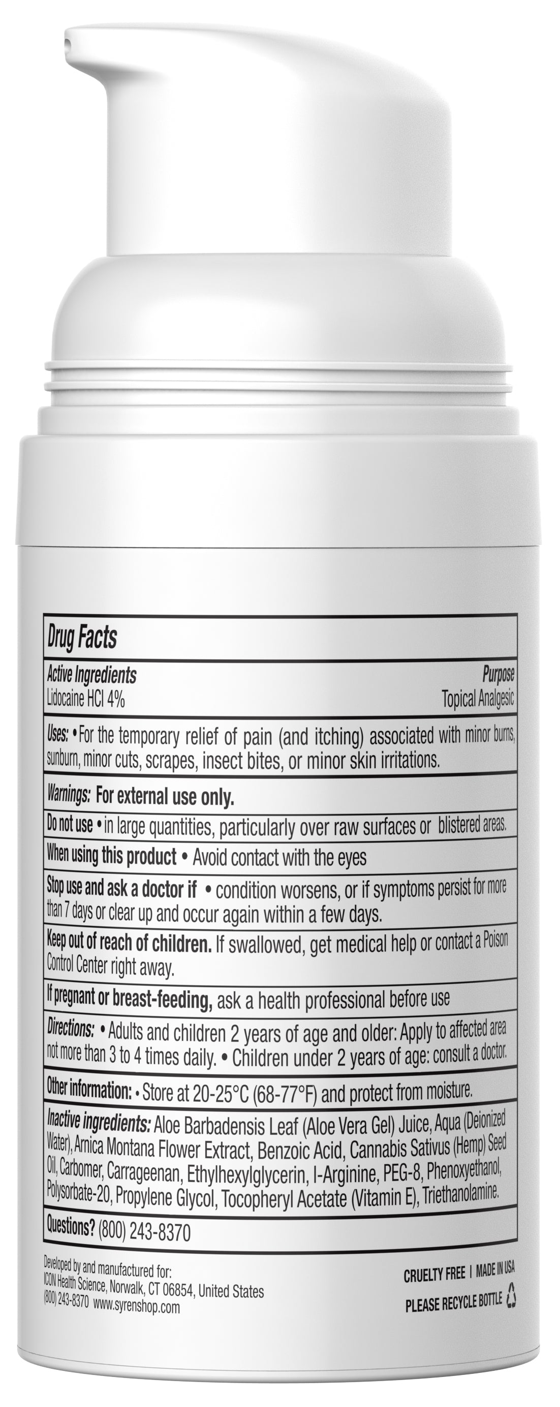 Syren Relief 1 fl oz/30 mL  Gentle Comfort with Lidocaine for Everyday Irritation Relief - Natural & Fragrance-Free Solution for Sensitive Areas